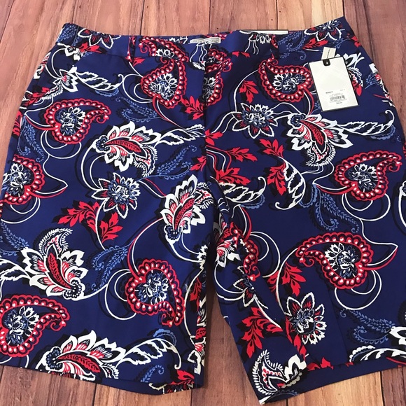 NWT Dana Buchanan Paisley Bermuda Shorts Size 16 - Picture 1 of 9
